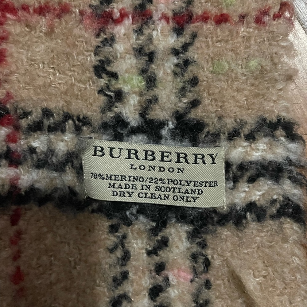 Burberry London Tan & Multicolor Merino wool blend Nova Check Scarf - Picture 3 of 4